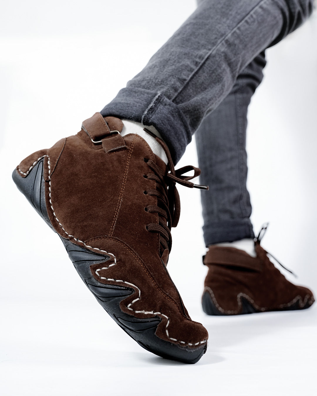 Suede Leather High Top - Coffee Brown