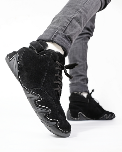 Suede Leather High Top - Charcoal Black