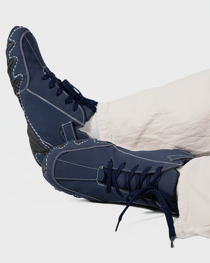 Suede Leather High Top - Matte Blue