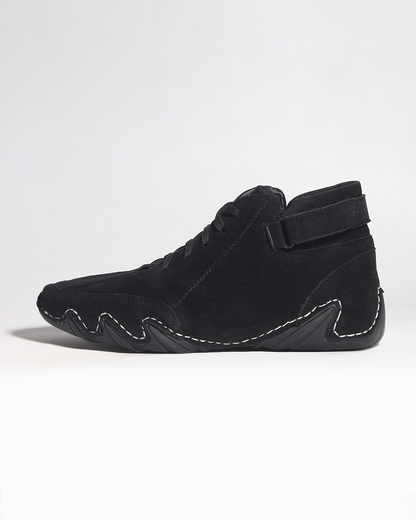 Suede Leather High Top - Charcoal Black